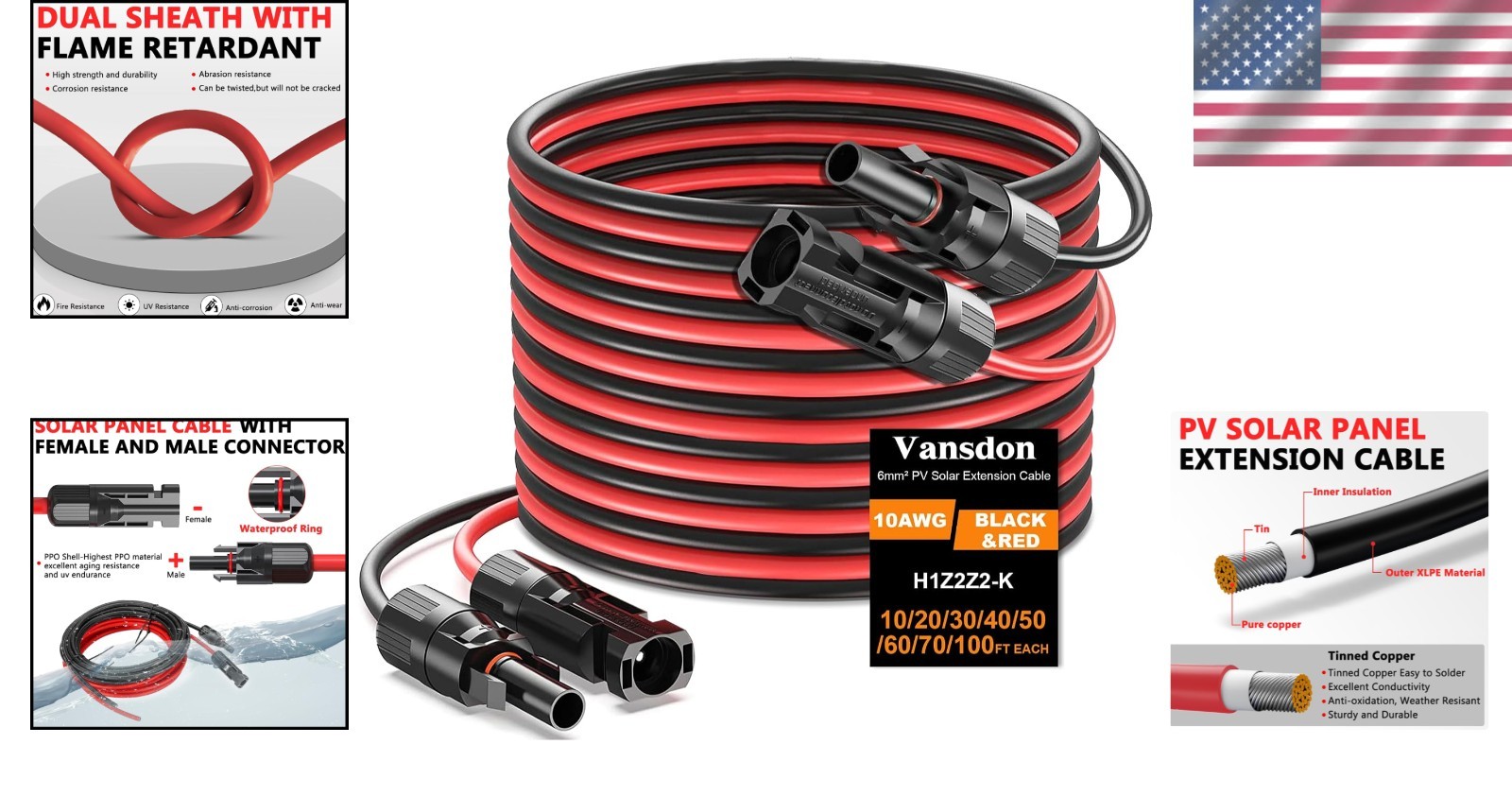 Professional 30ft Solar Panel Extension Wire – Weatherproof