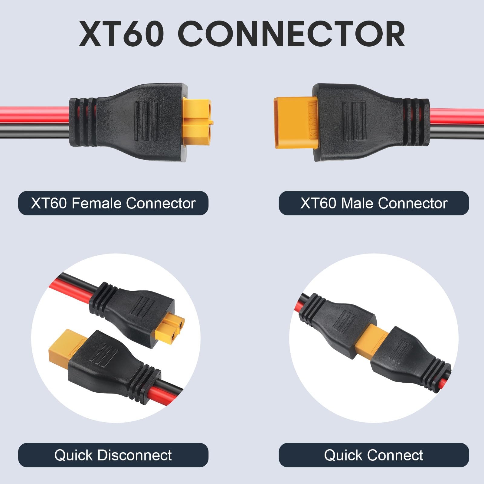 XT60 Y Splitter Cable 12AWG XT60 1 Male to 3 Female Parallel Connector Adapte…