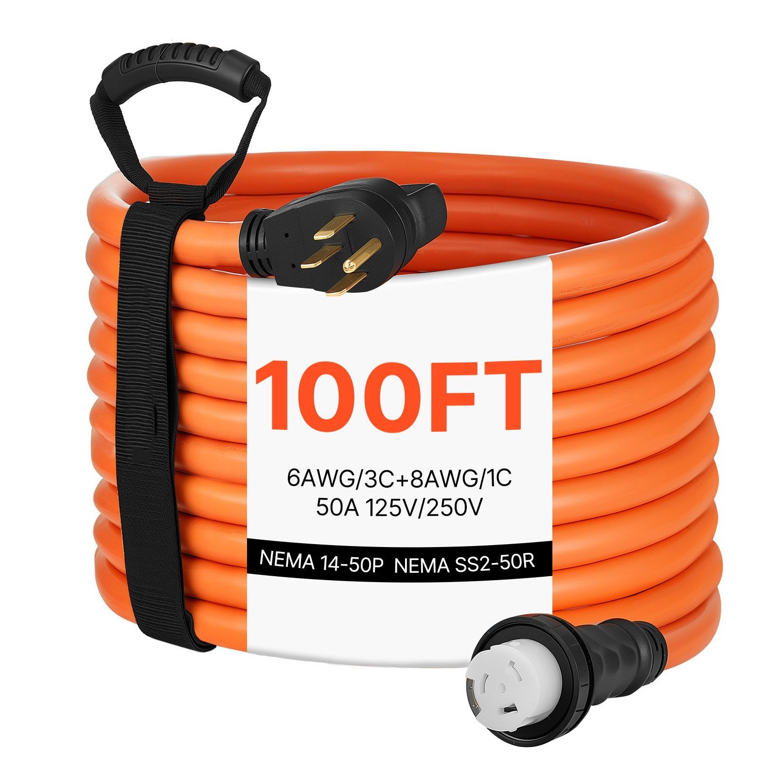 50 Amp Generator Cord, 100 Feet, 125/ 250V RV Power Cord NEMA 14 – 50P to SS2