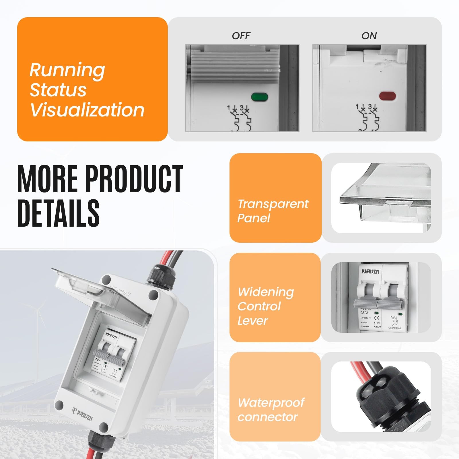 Solar Panel Disconnect Switch 1000V DC/AC 30A PV Disconnect Switch Outdoor Mi…