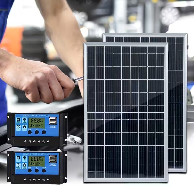 2 Set 20W Solar Panel Kit 100A 12V Battery Charger w/ Controller Caravan Boat RV
