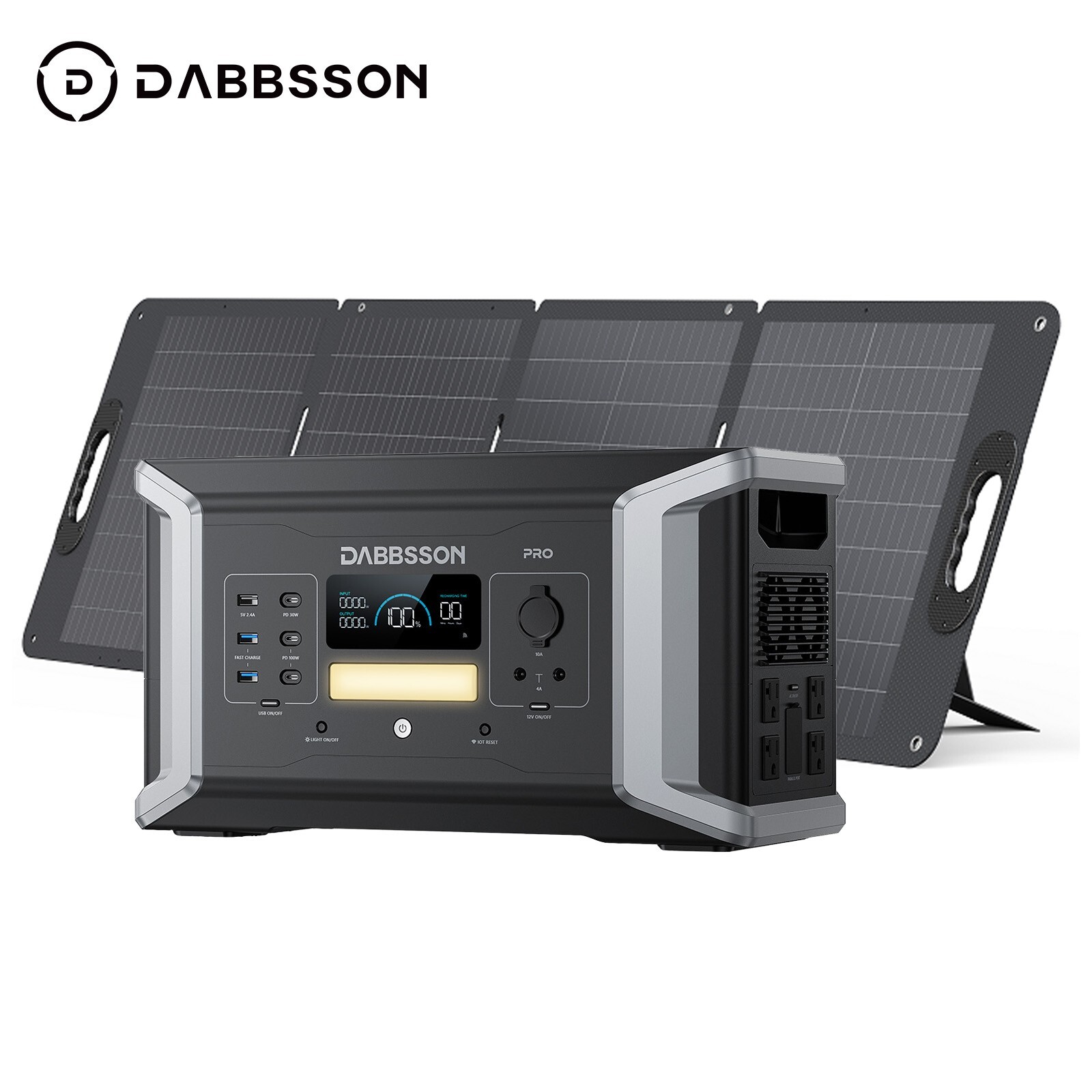Dabbsson Power Station Dbs1000 Pro 2000w Solar Generator +120W Solar Panel Home
