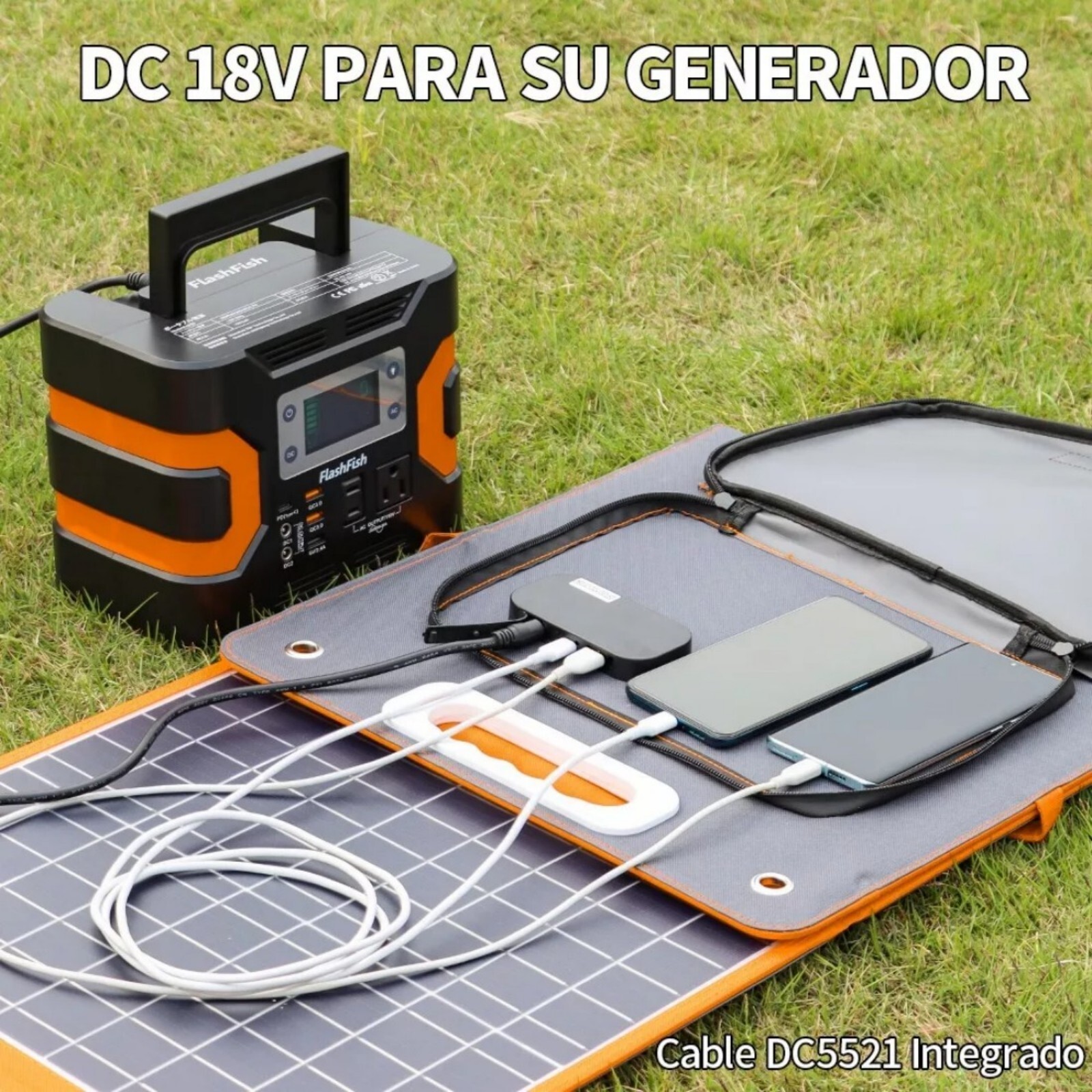 Flashfish Solar Generator Kit, 166Wh Portable Power Station with 60W Solar Panel