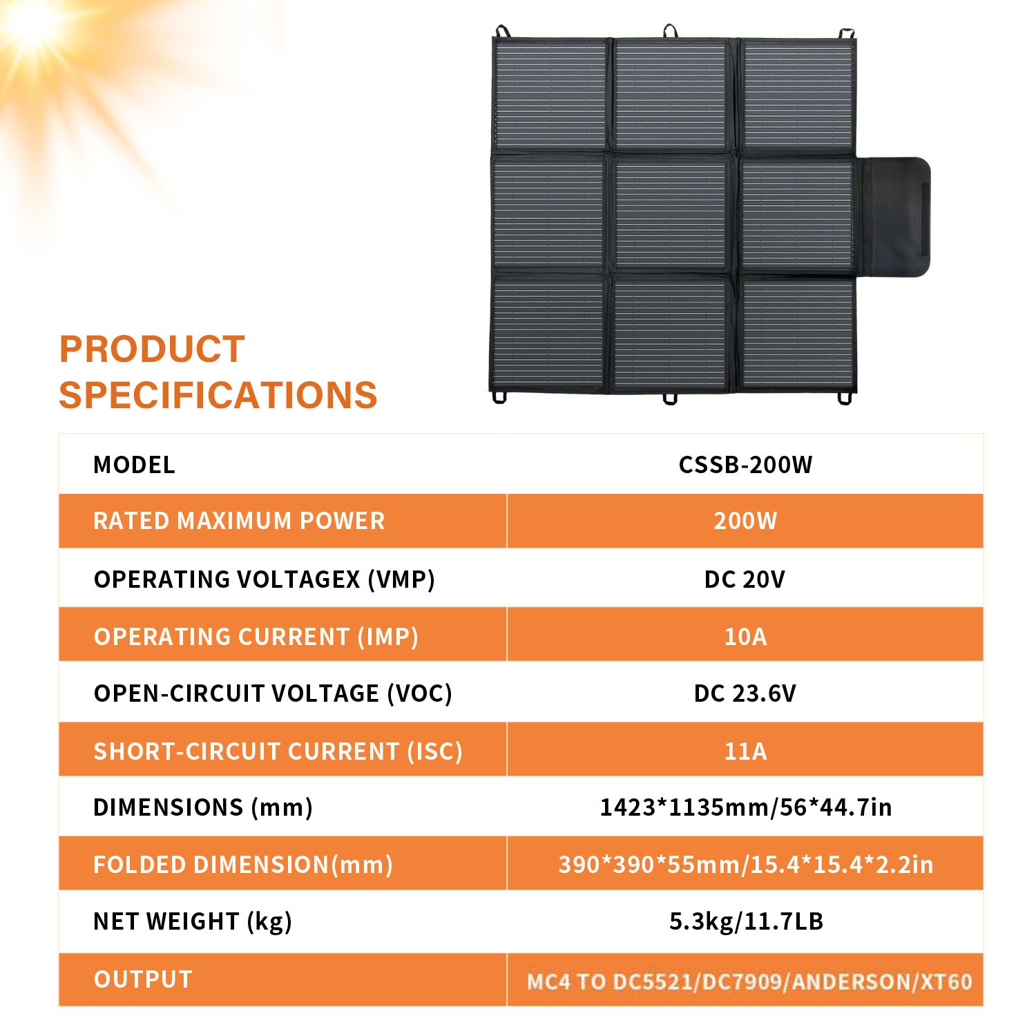 Foldable Portable Solar Panel kit 500W 400W 300W 200W for Power Station Charging