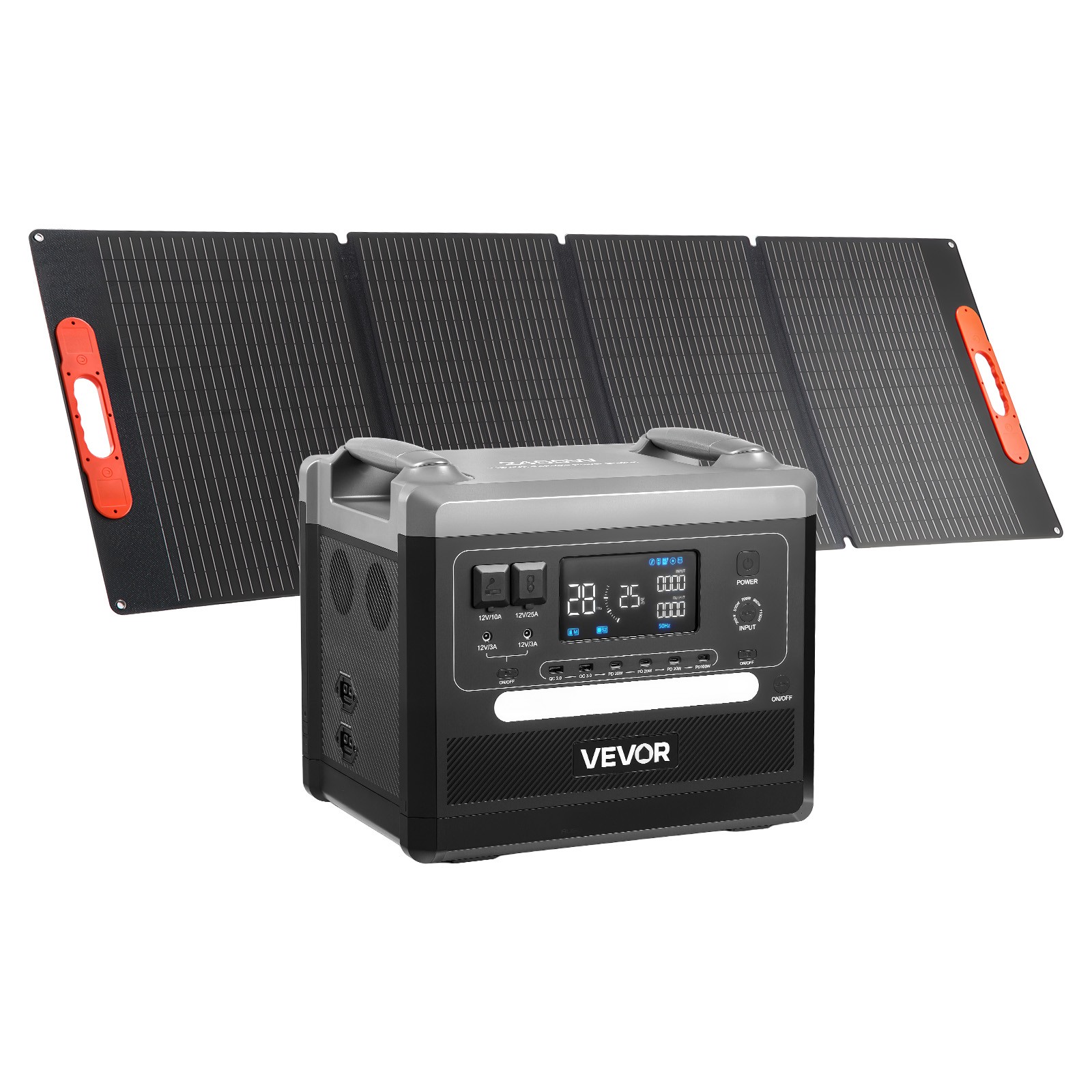 VEVOR Portable Power Station Solar Generator 2400W 2160Wh with 200W Solar Panel