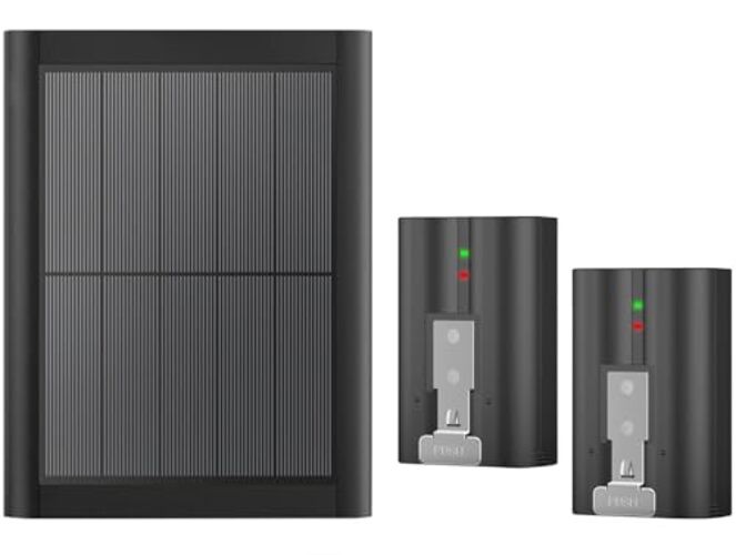 2-Pack 7200mAh Replacement Ring Battery with 5W Solar Panel Charger for Black