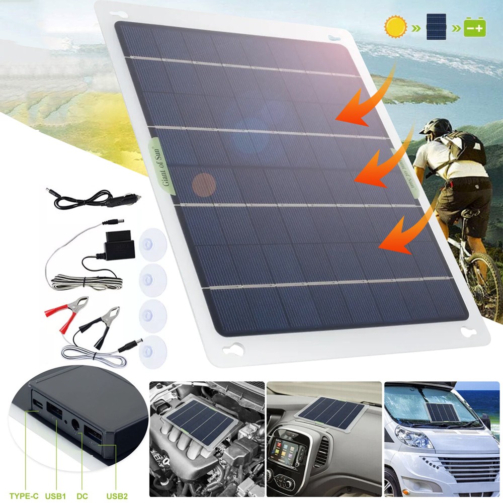 12V Solar Battery Maintainer Trickle Charger for Car Boat RV Trailer Motorcycle