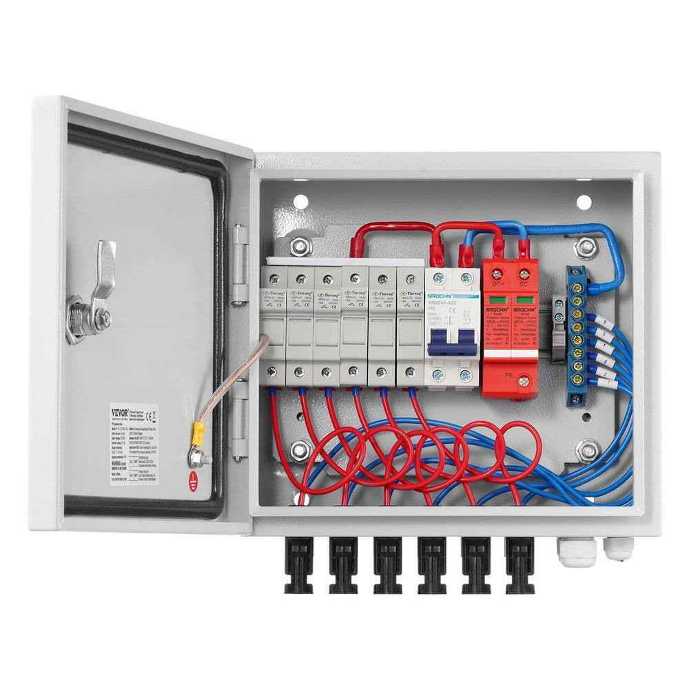 6 String 15 Amp Solar PV Combiner Box Steel Case Wih IP65 Weather Protection for