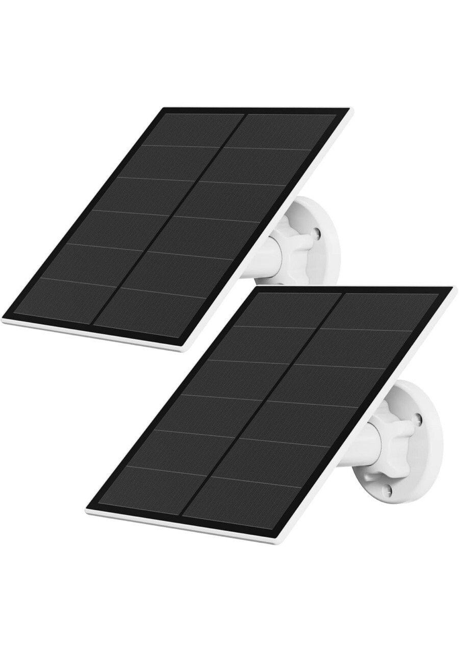 2 Pack Solar Panels 5v 5 Watts Solar Panels for Wireless Outdoor Cameras White
