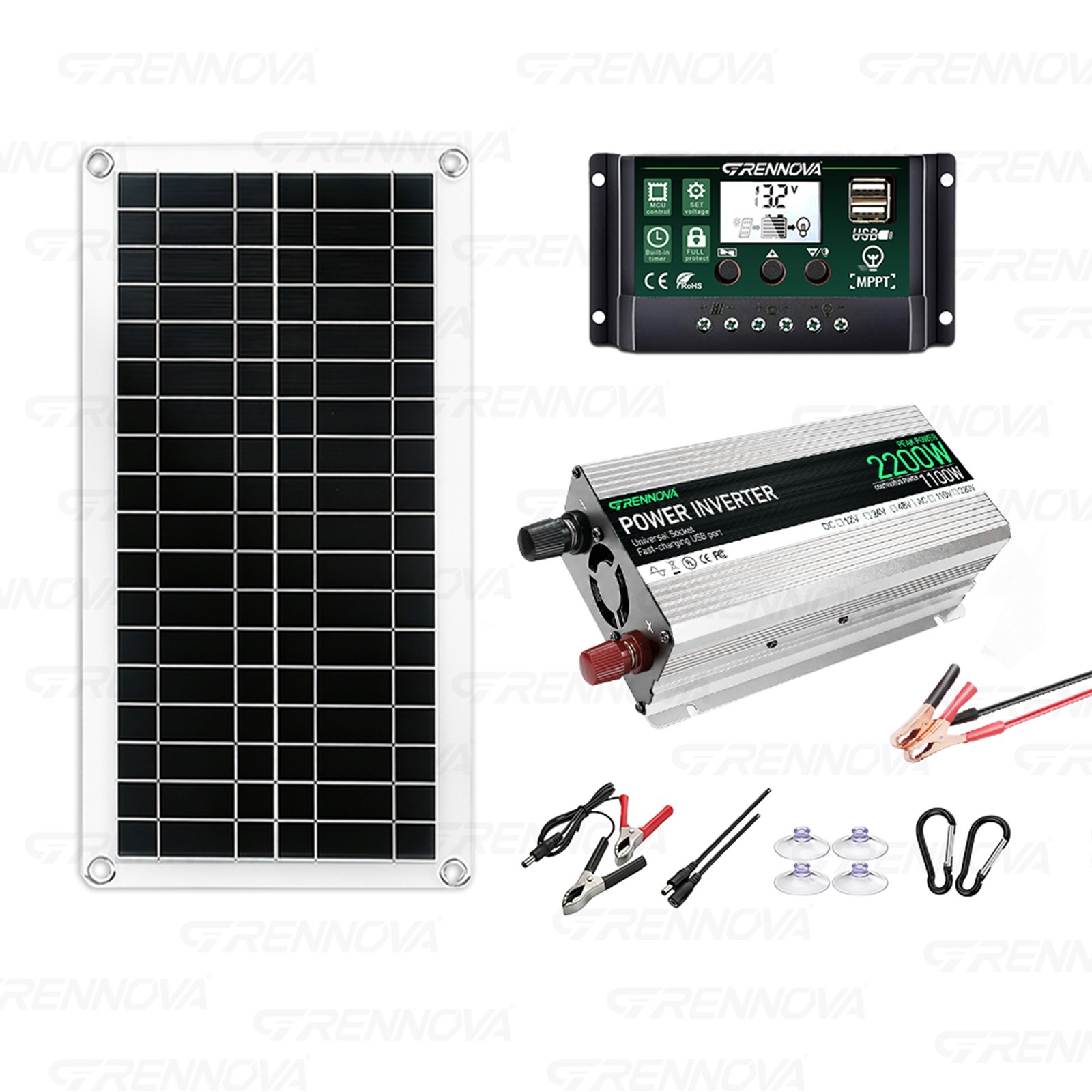 Grennova 2200W Eco Solar Kit 60A MPPT Off-Grid Home RV Backup