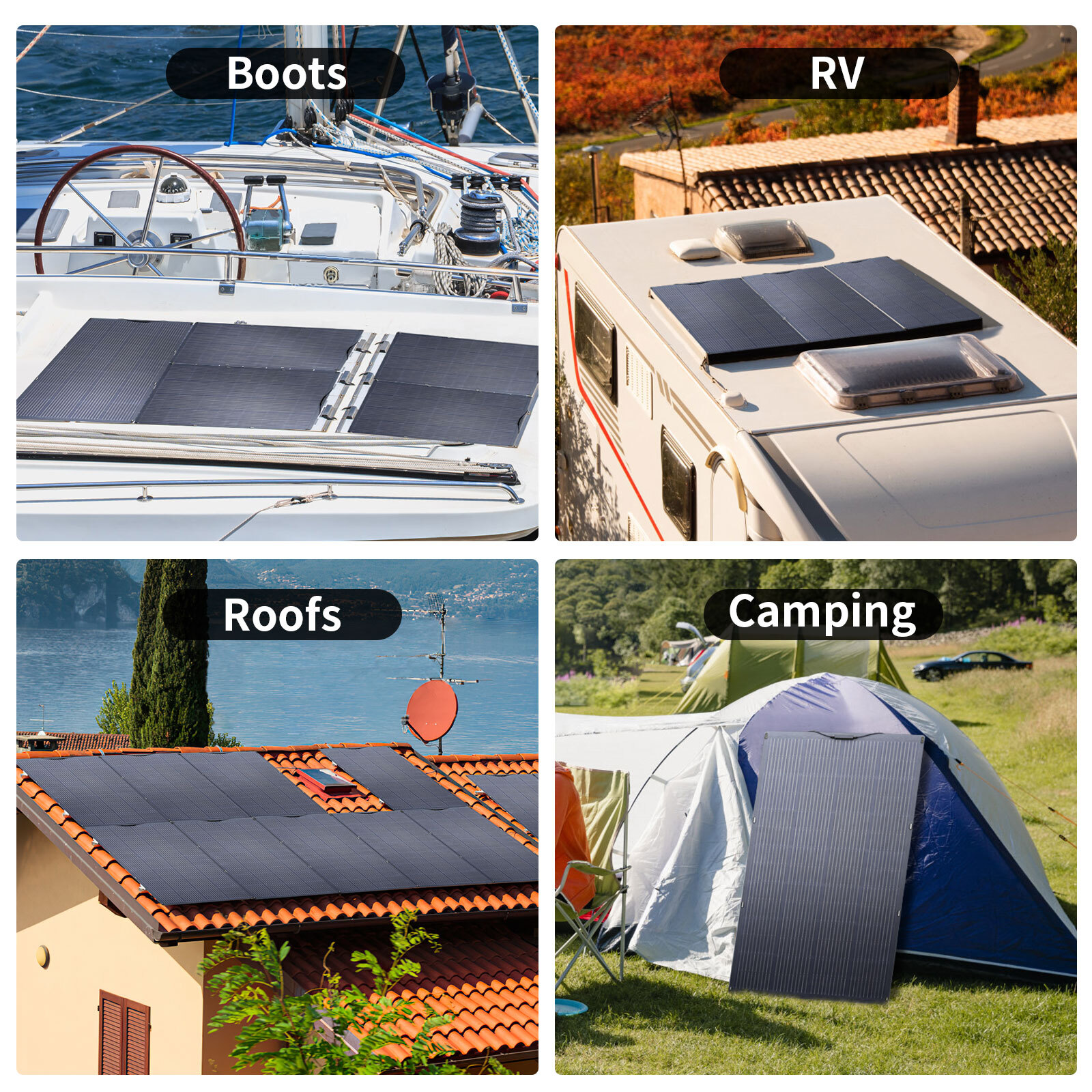 ALLPOWERS 200W 32V Flexible Solar Panel Charger Certified Refurbished Roof Boat