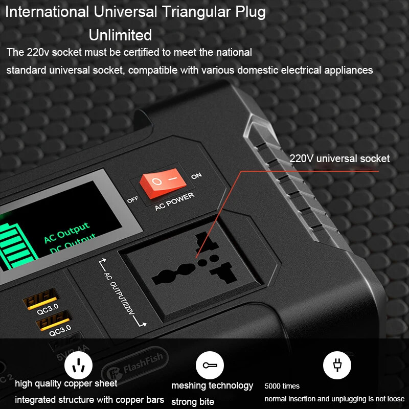 230V Portable Power Station 151Wh Backup Battery 200W Pure Sine Wave AC Solar