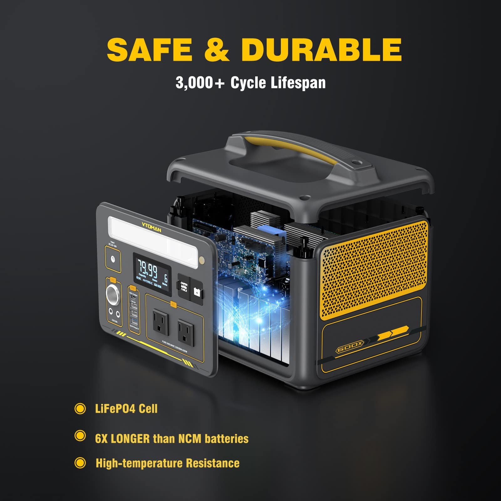 VTOMAN Jump 600X Portable Power Station 600W 299Wh Solar Generator LiFePO4
