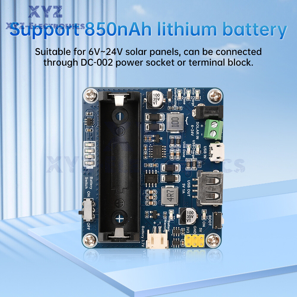 Power Manager Module for 6V~24V Solar Panel Support MPPT USB Battery Charging