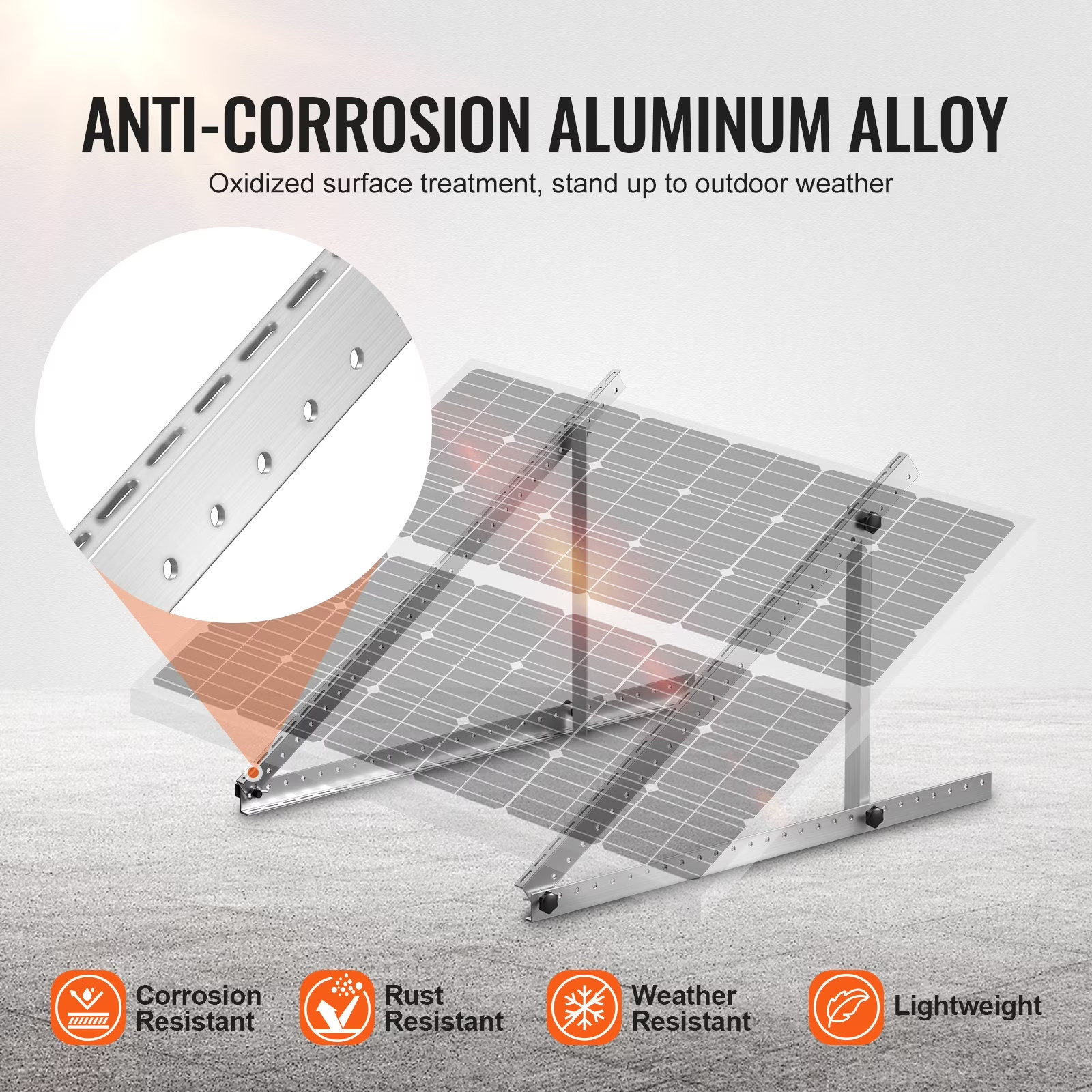 50-Inch Solar Panel Support Brackets, 0 to 90° Modifiable Incline Mount Brackets