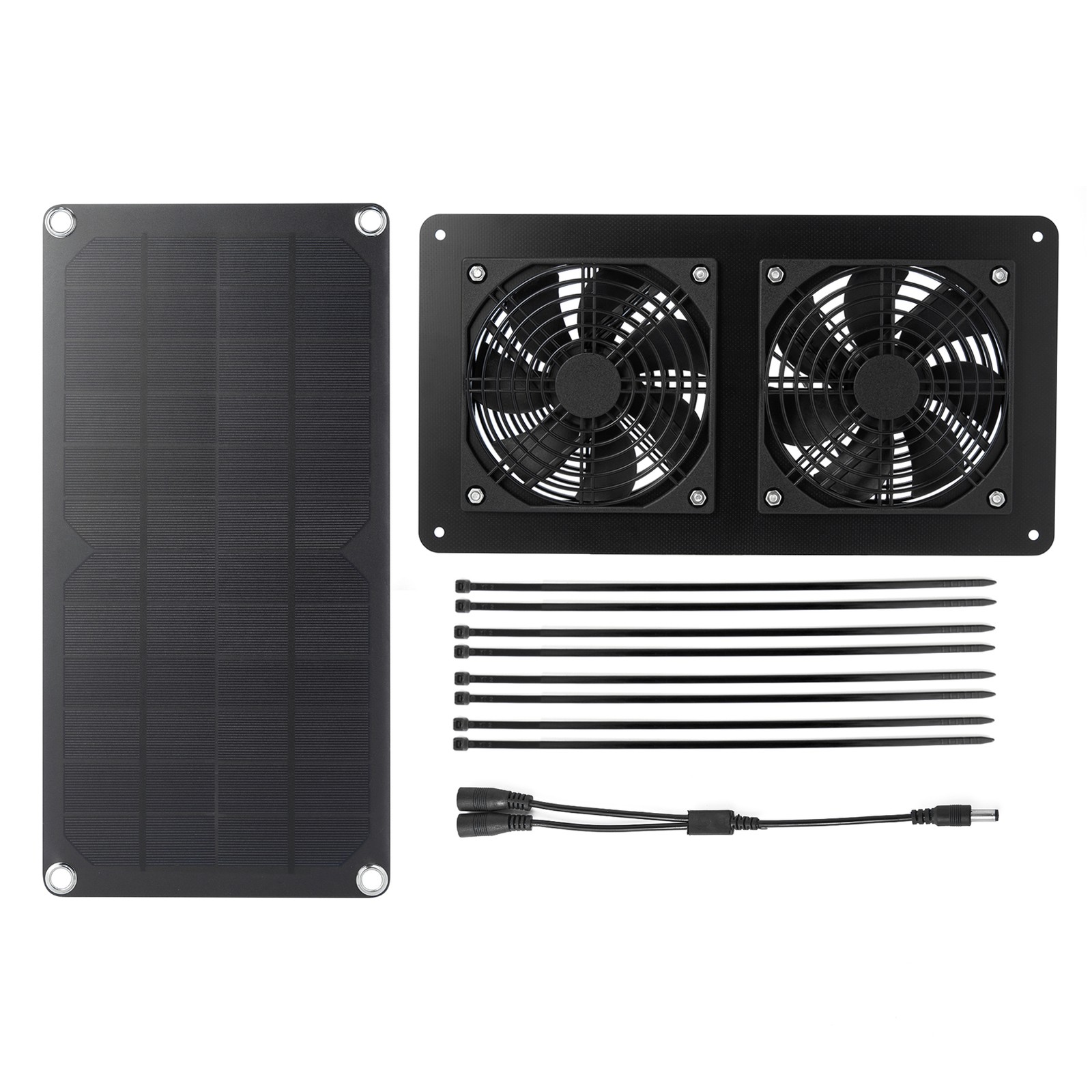 Solar Powered Dual Fan Panel Fan 10W Weatherproof Solar Panel Kit For Small NBQF
