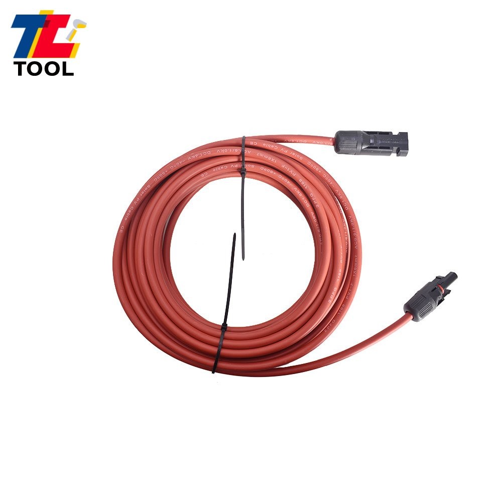 25 Feet 1 Pair 10AWG Black + Red Solar Panel Extension Cable Wire Connector