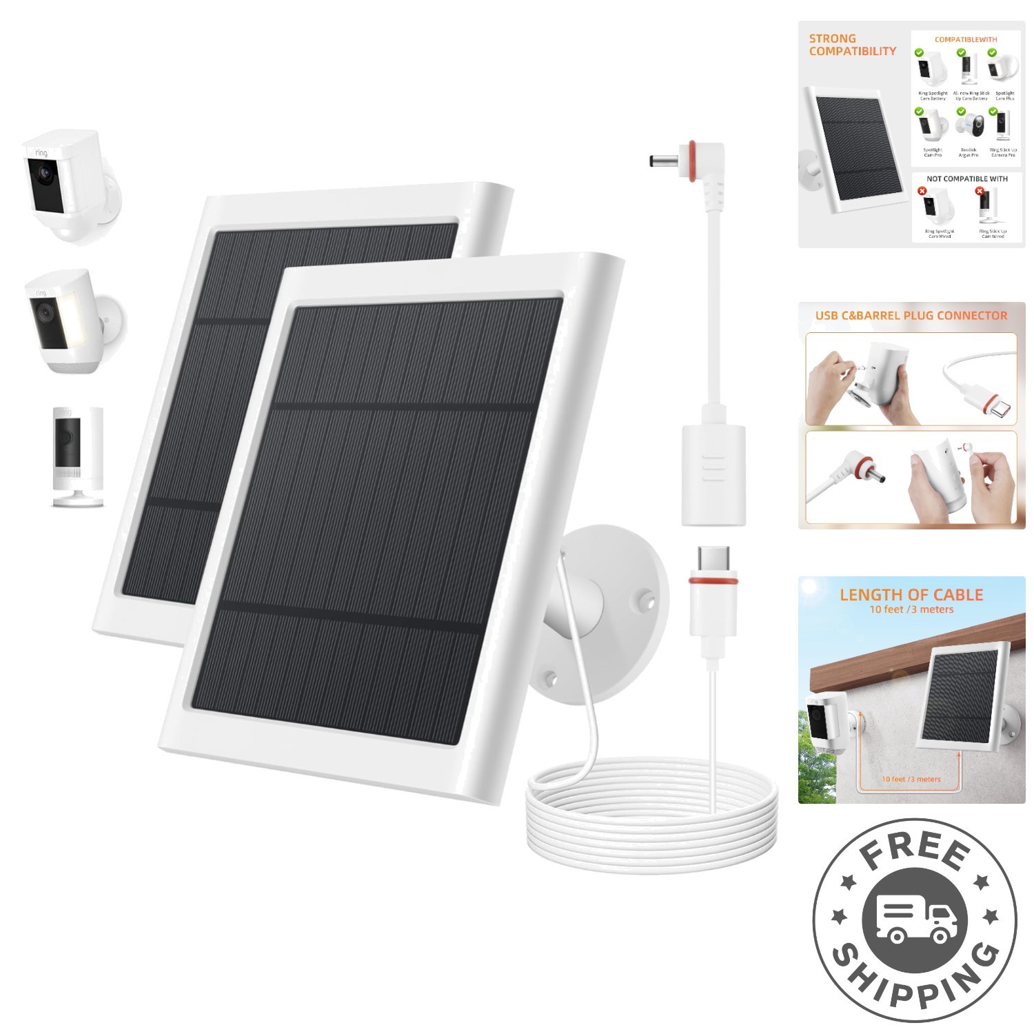 Waterproof 4W Solar Panels for Ring Camera – Easy Install & Flexibility