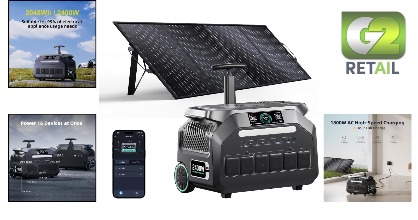 IEE 2400W/2048Wh Solar Power Station with 200W Solar Panel,P2400 Solar Generator