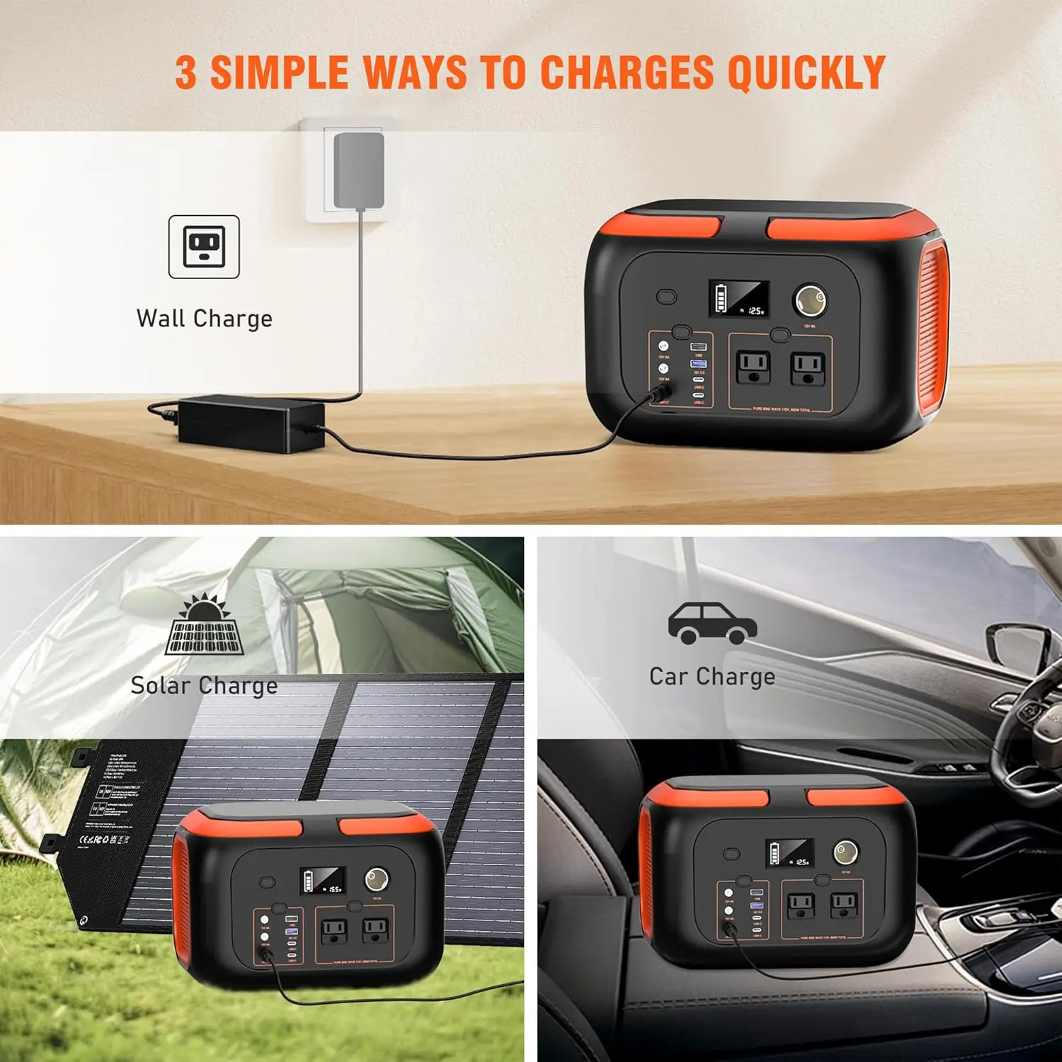 120W Portable Power Station 110V AC Outlet Solar Generator for Camping Travel RV