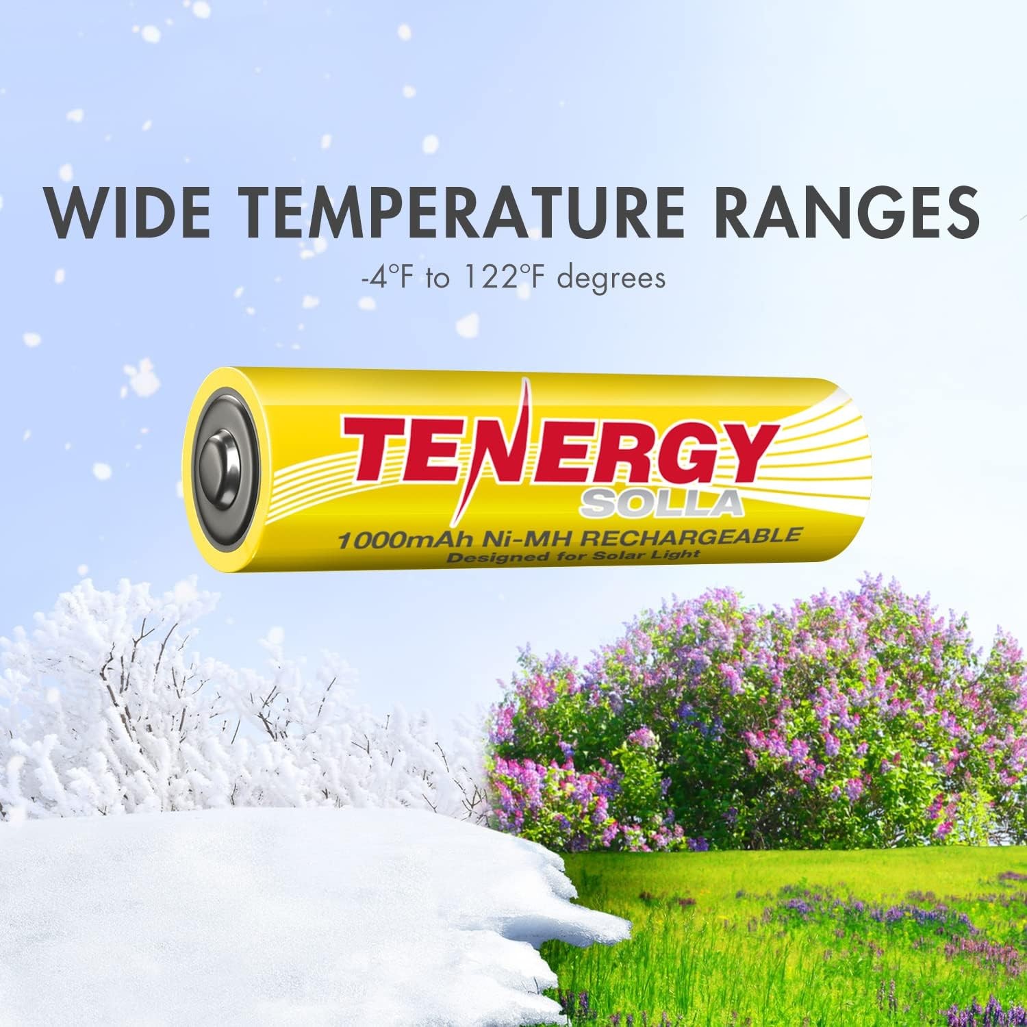 Tenergy Solla Rechargeable NiMH AA Battery, 1000mAh Solar Batteries for Solar Ga