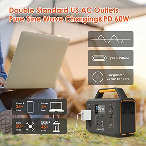 Portable Power Station 300w Solar Generator 280wh Typec Pd60w Regulated Dc Outpu