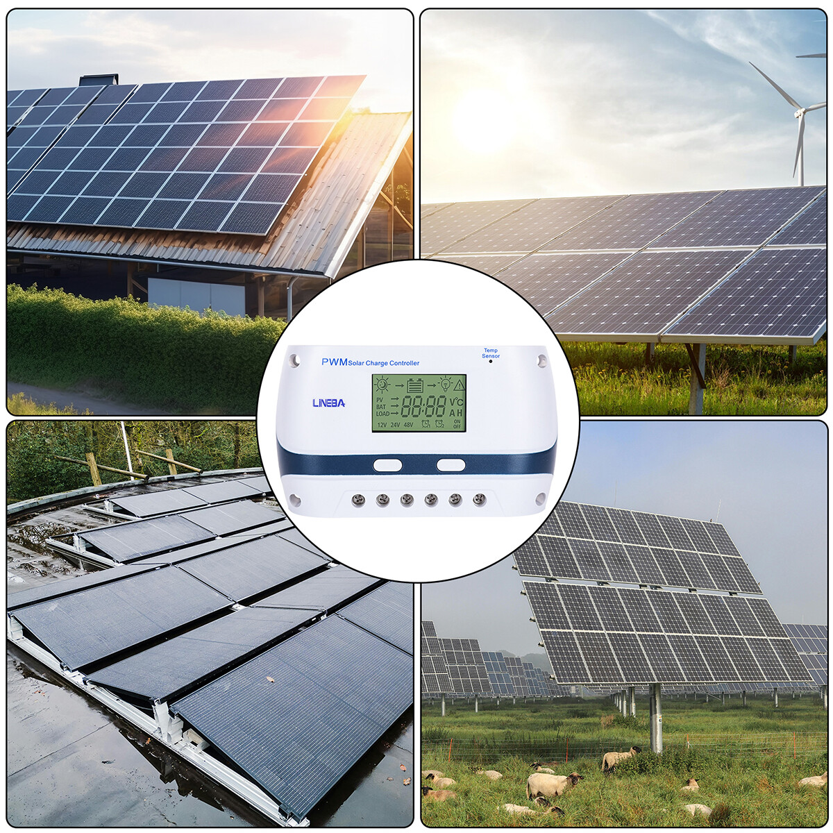 12V/24V 100A Solar Panel Battery Lithium Charging Mode Controller Regulator Auto