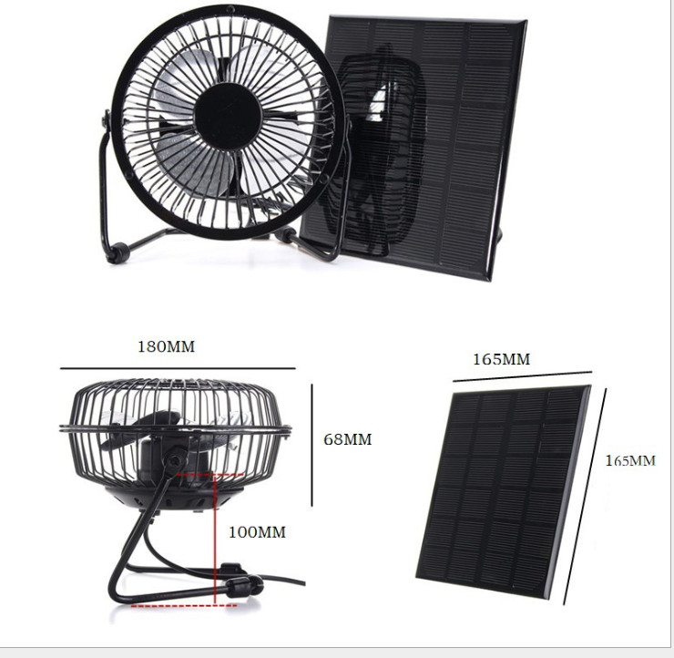 4.5W USB Solar Panel Iron Fan 6 Inch Cooling Ventilation Fan Charge Phone
