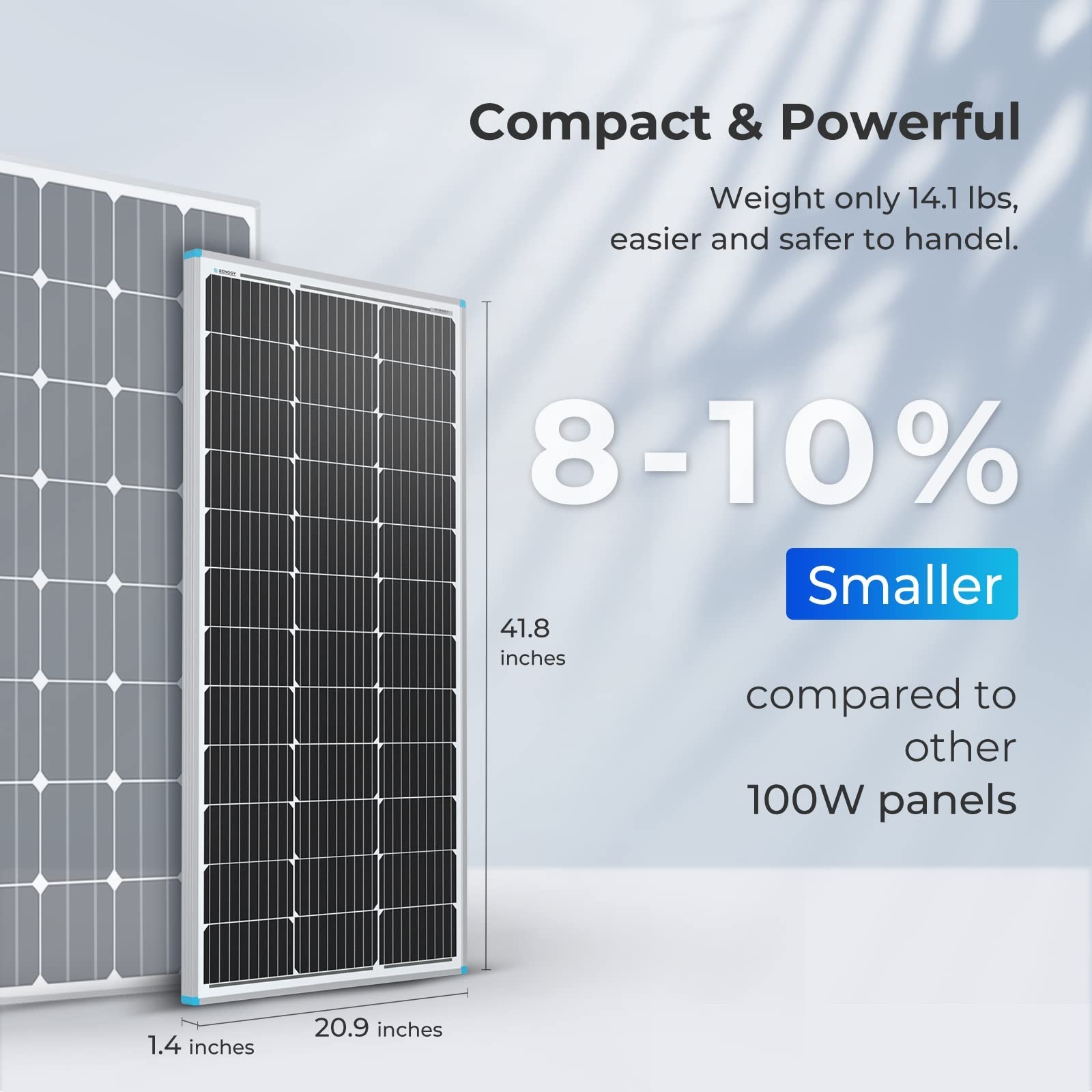Renogy Solar Panel 100 Watt 12 Volt, High-Efficiency Monocrystalline PV Modul…