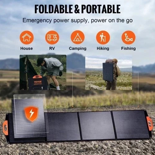 VEVOR 200W Monocrystalline Solar Panel Foldable ETFE Portable Solar Charger Kit