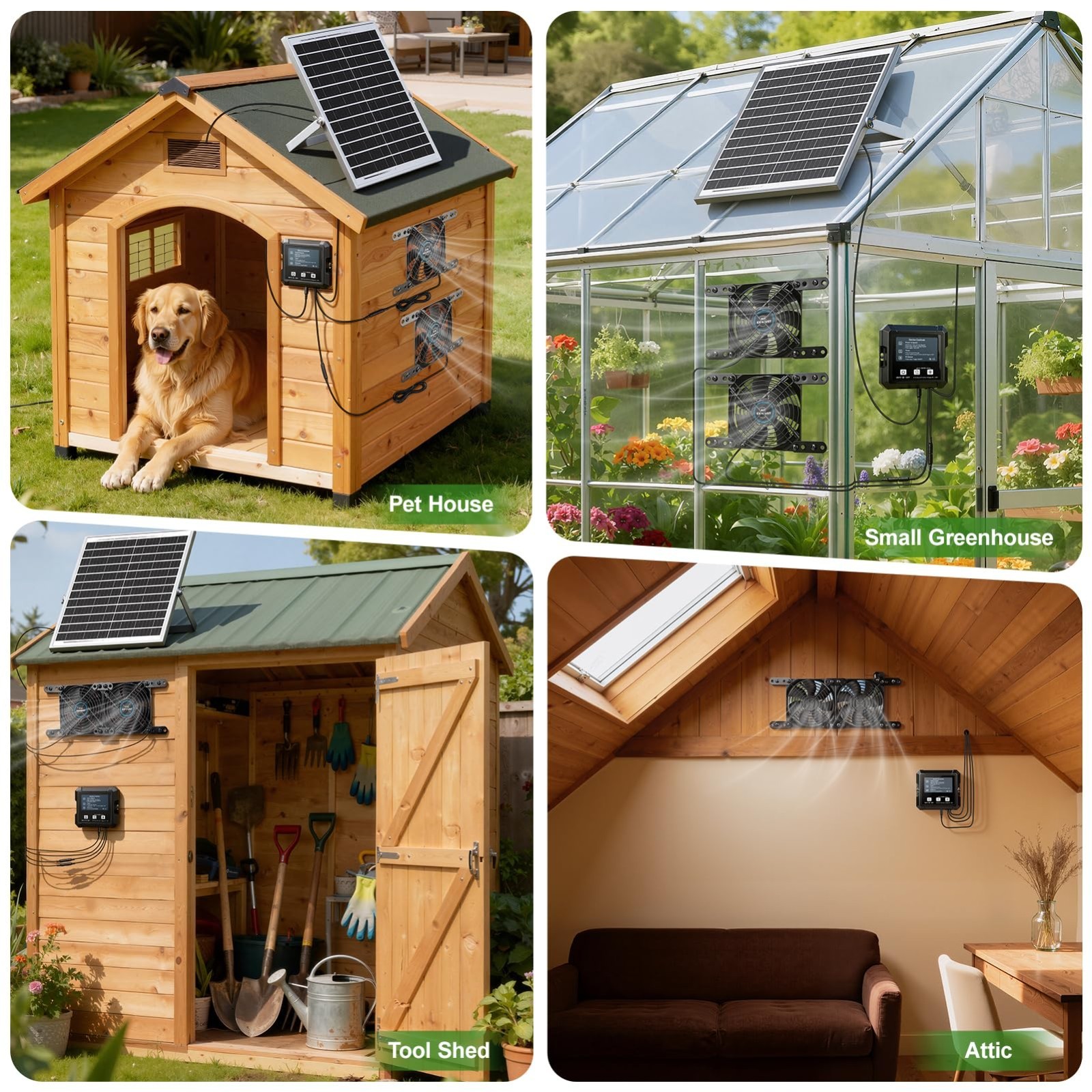 Solar-Powered Exhaust Fan for Chicken Coop & Greenhouse – 25W, 3 Modes, IP65 Wat