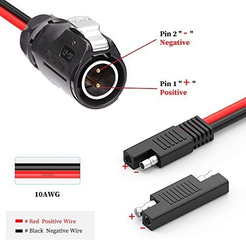 10AWG 2 Pin Power Connector Adapter Cable, SAE to Furrion Solar Plug, RV Use