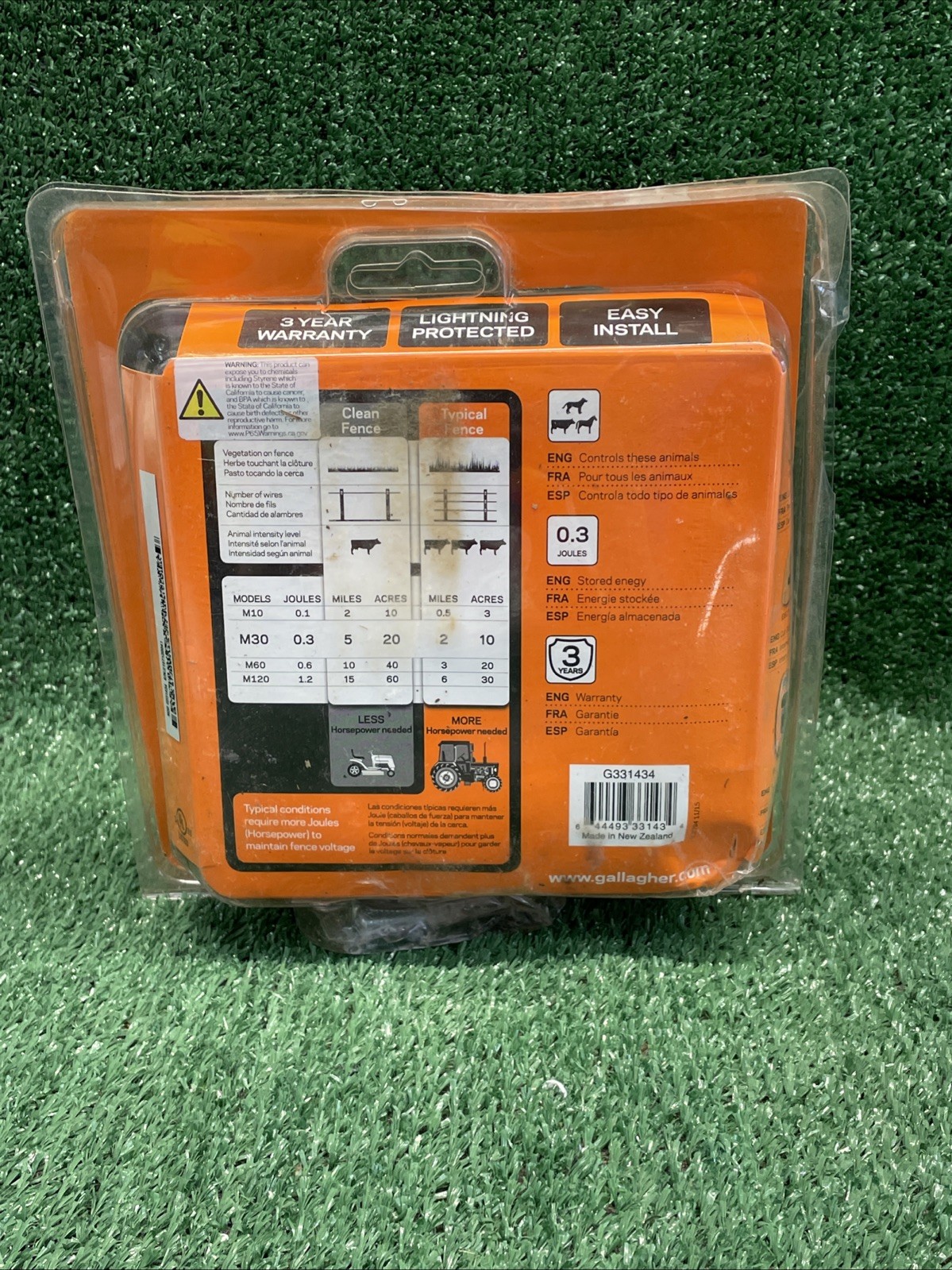 Gallagher M30 – 120 VAC Energizer – Projects less than 5000’ at 0.30 Joules