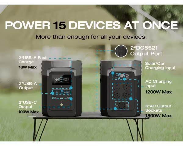 950Wh Portable Power Station • 12V/110V Output • LiFePO4 Dual-Battery