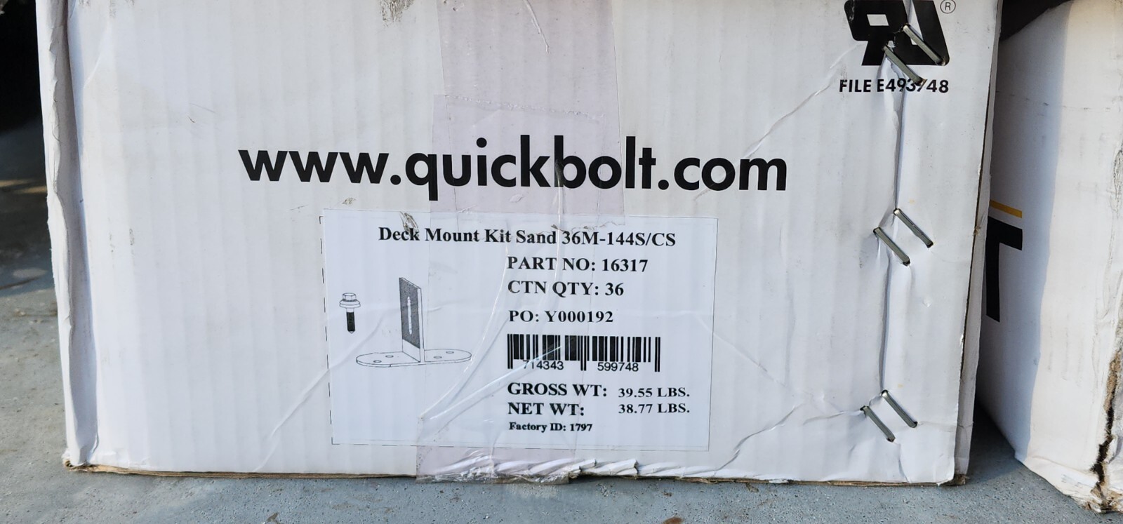 QuickBolt Deck Mount Kit 16317 Solar Bracket Mount kit 36 pcs Silver 36M-144S/CS