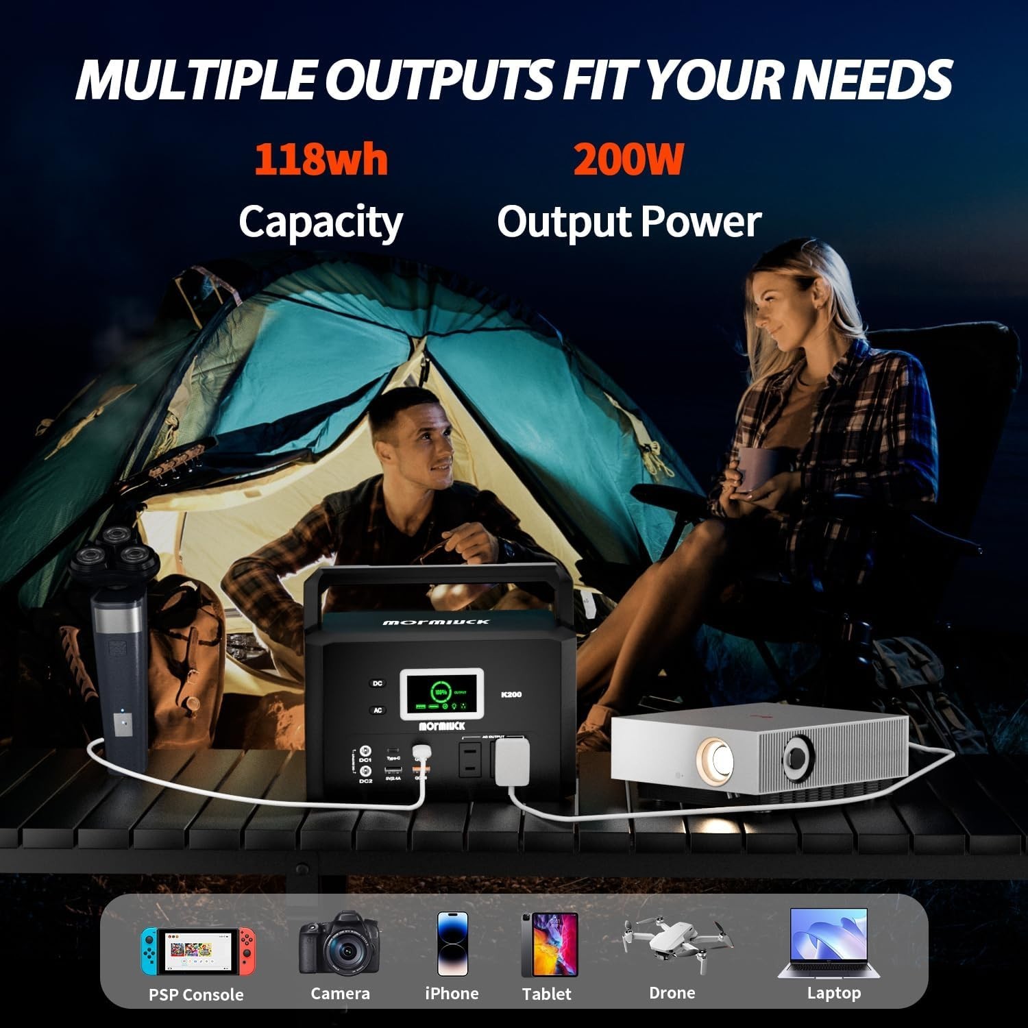 Compact 200W Power Station: Multi-output Convenience for Camping & Emergencies