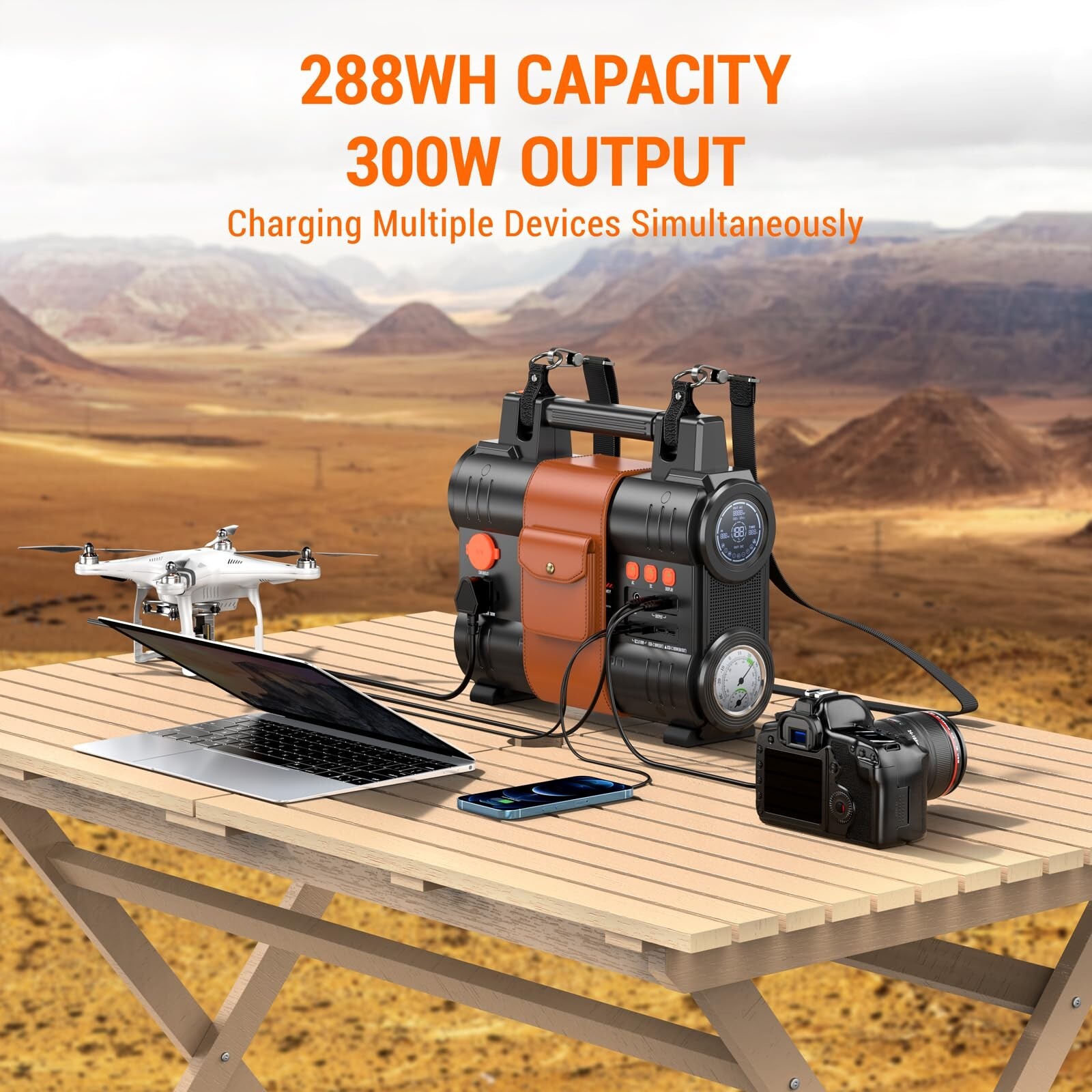 BROWEY Portable Power Station 300W(Peak 600W), 288Wh Solar Generator＆USB-C PD100