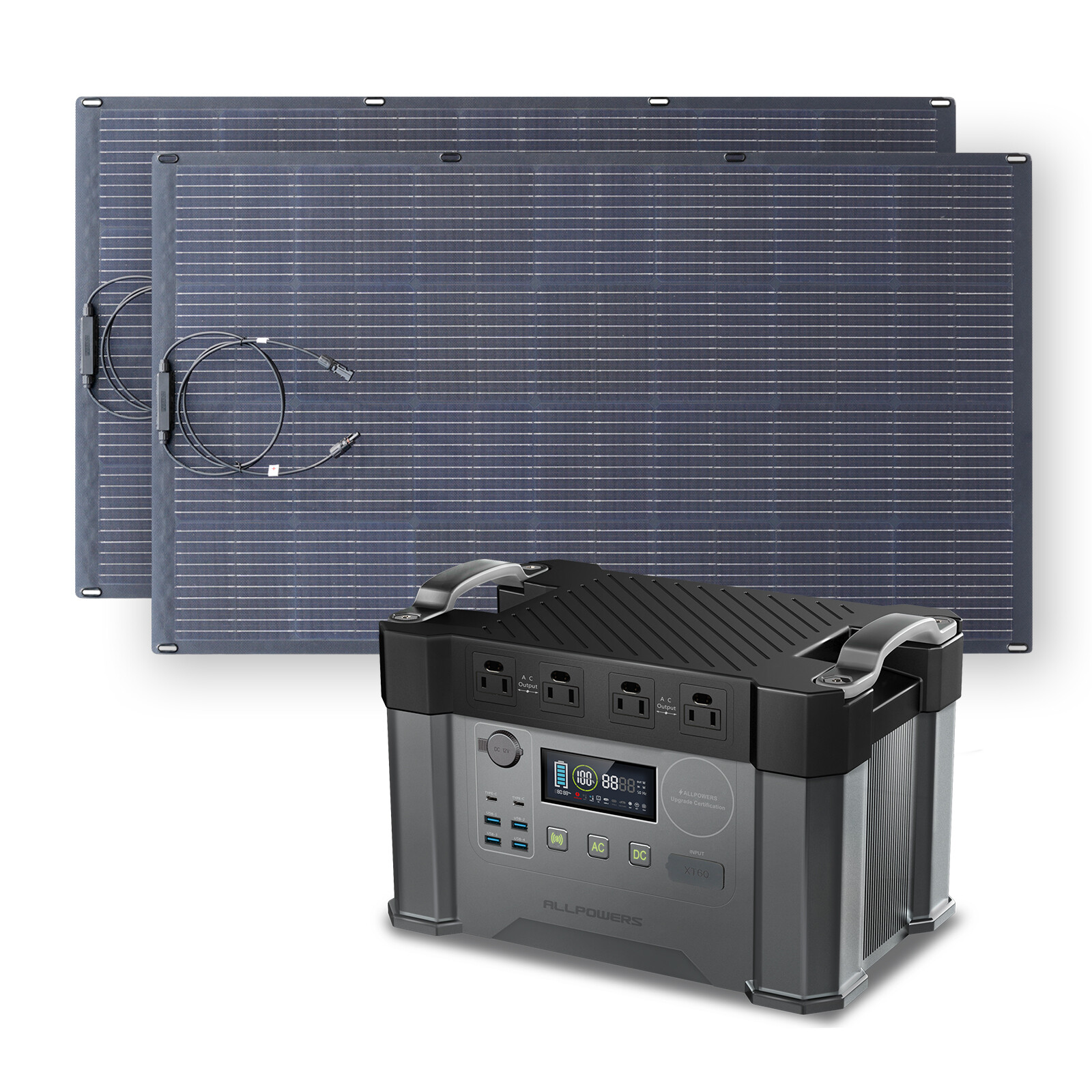 ALLPOWERS 2400W Solar Generator Power Station RV & 2x 200W Flexible Solar Panel