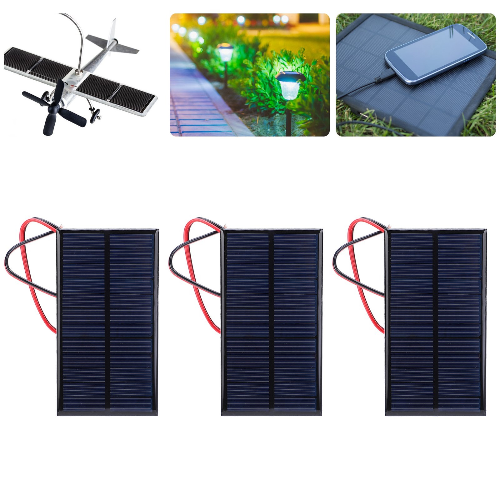 3pcs DC 6V 1W Solar Panel Cell Power Module Polycrystalline Silicon Solar Pa CET