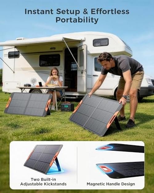 100W Portable Solar Panel with 5-in-1 Cable,23.5% Efficiency Mono 100W-1PCS