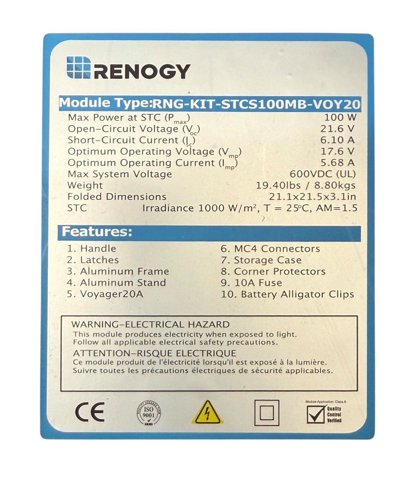 Renogy 200 Watt 12 Volt Portable Solar Panel with Waterproof 20A Charger Control