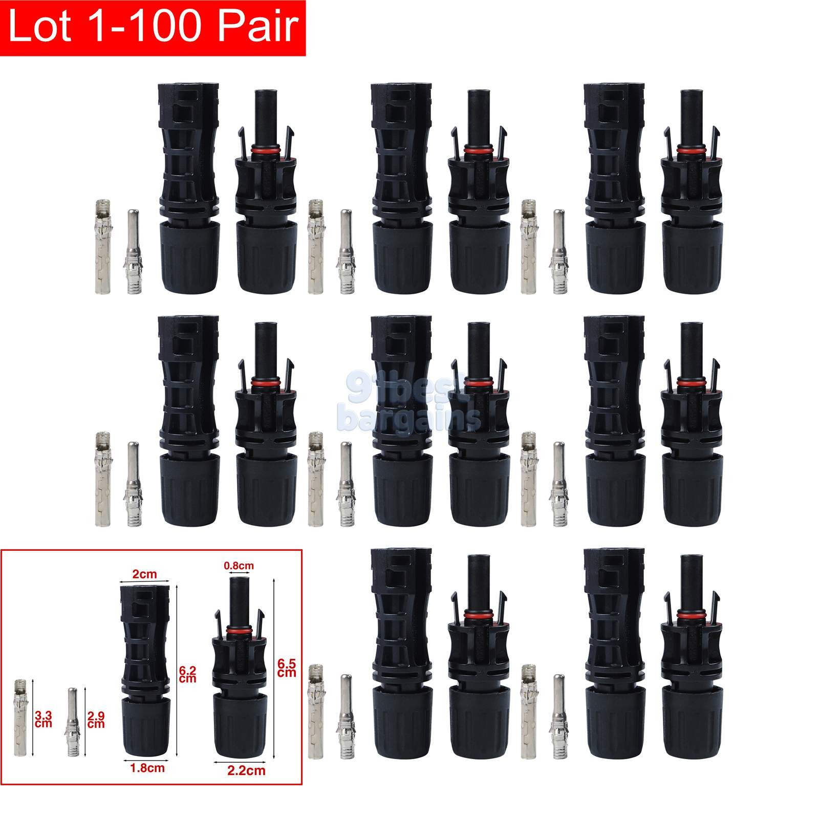 Lot Solar Connector For MC4 1500V 30A UV Resistant IP67 Male Female Connector