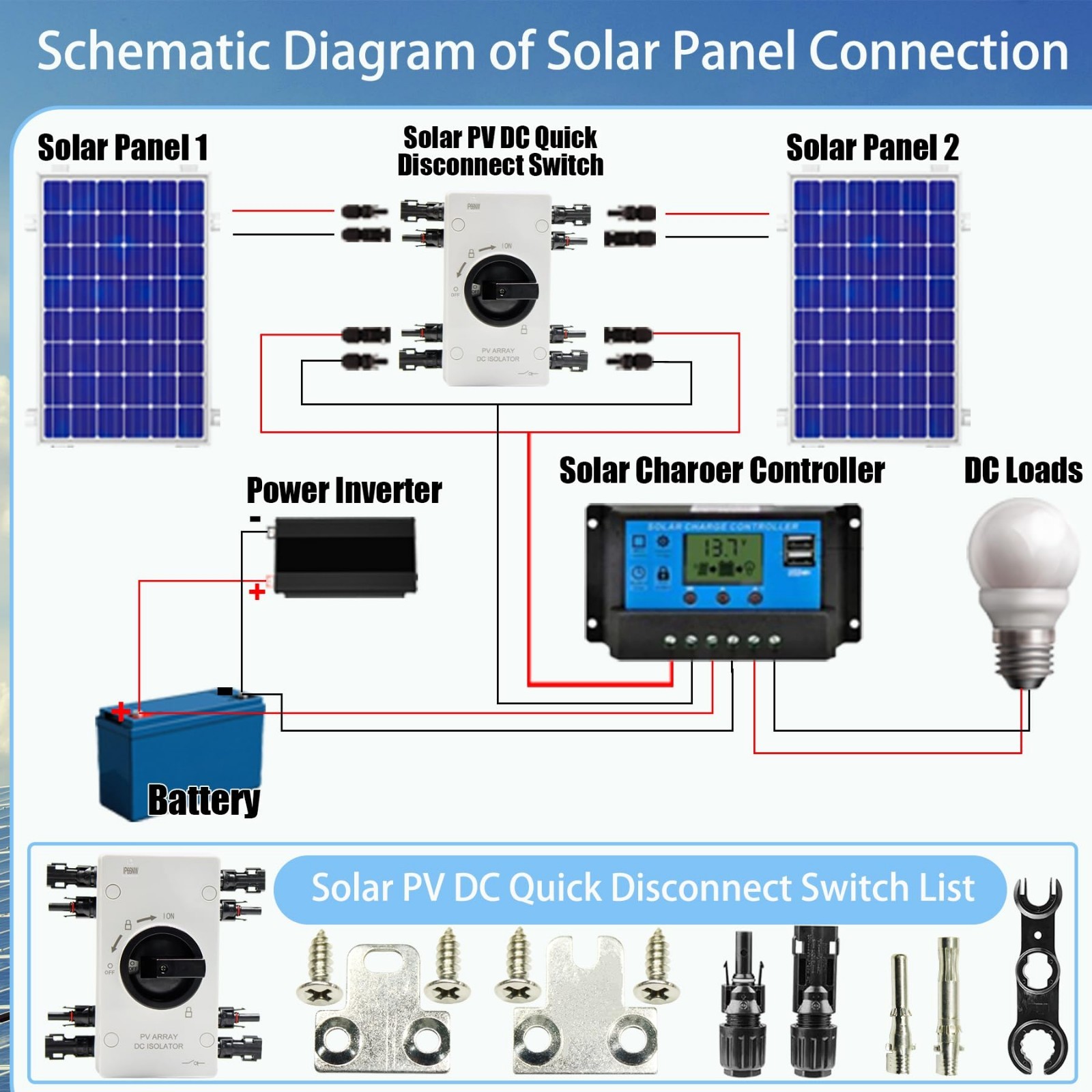 IP66 Waterproof Solar Disconnect Switch 1000V 64A for Off/On-Grid, RV & Boats