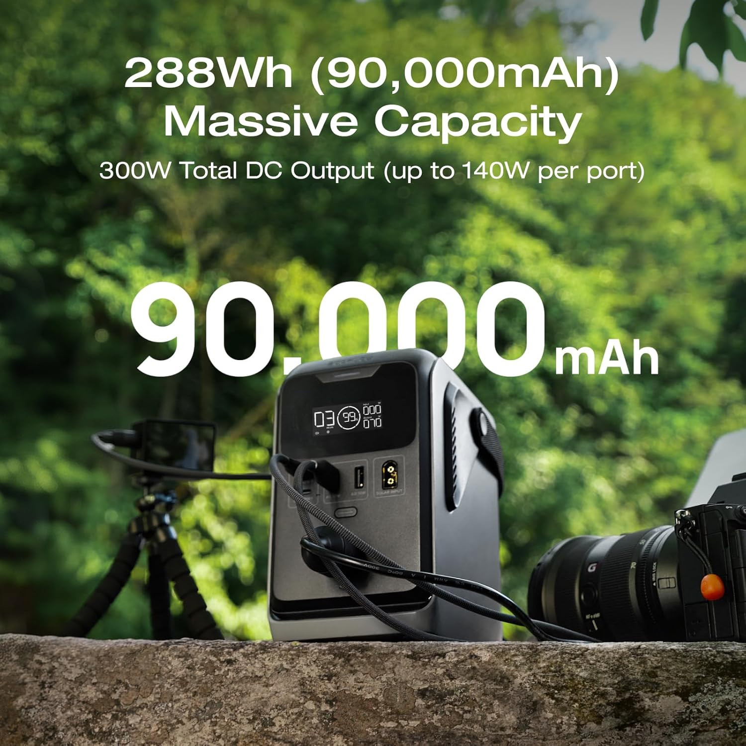 TRAIL 300 DC Power Bank Station, 288Wh Outdoor Portable Power Station, Lifepo4 B