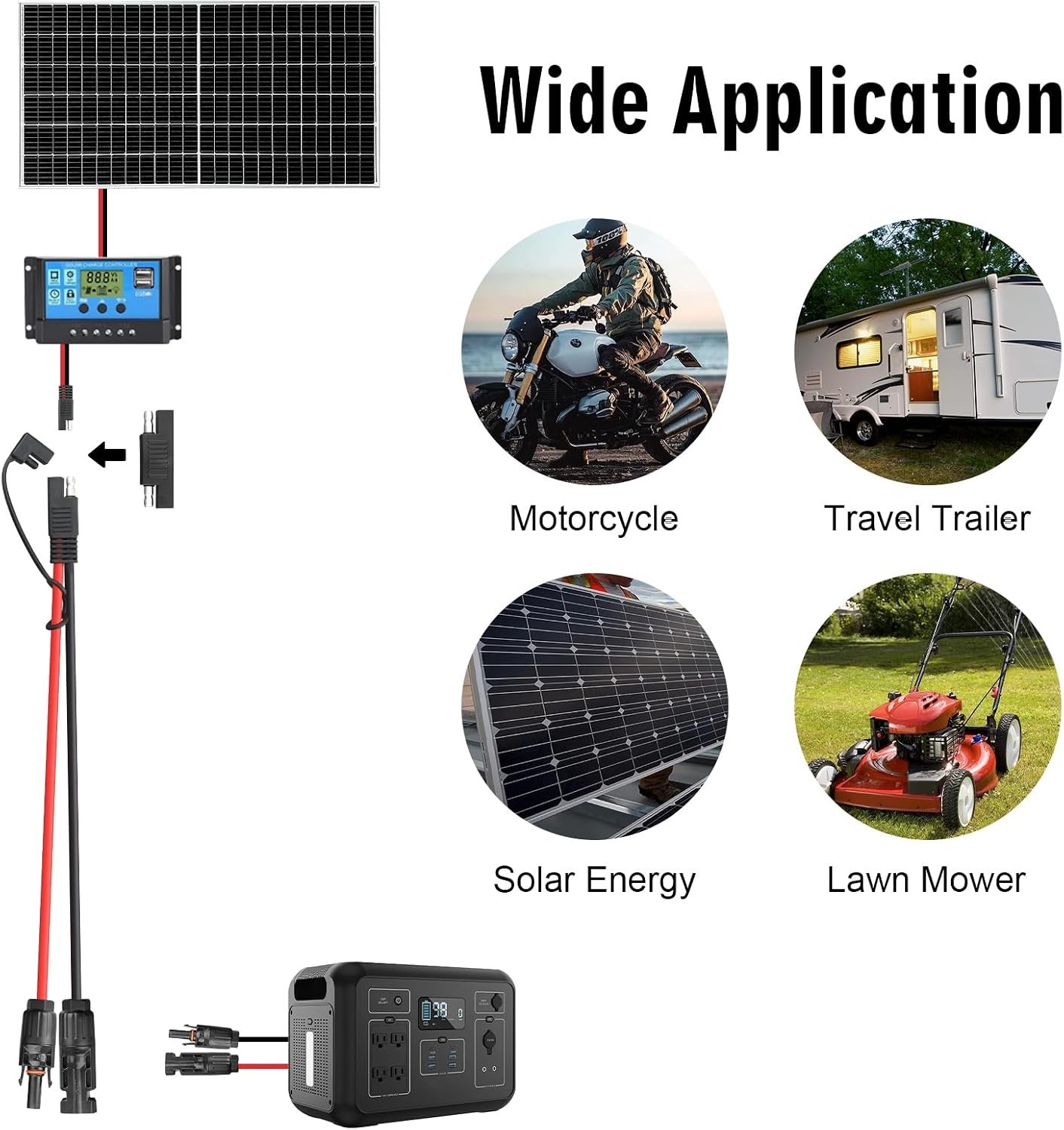 Weatherproof 10AWG Solar Panel Connector & SAE Polarity Reverse Adapter
