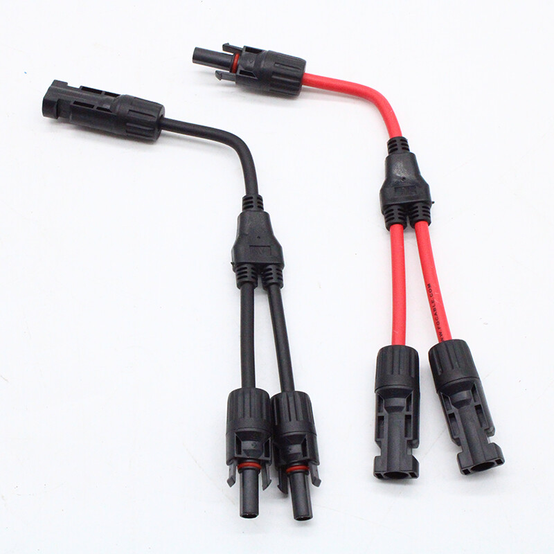 2 Pair Solar Connectors Y Branch Parallel PV Adapter Cable Wire Plug Connector