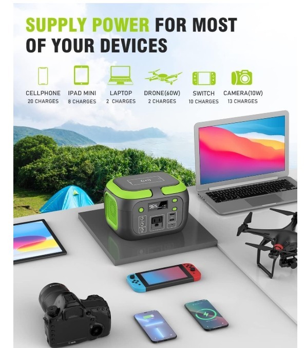 200W Portable Power Station, 42000mAh Solar Generator with 110V AC Outlet