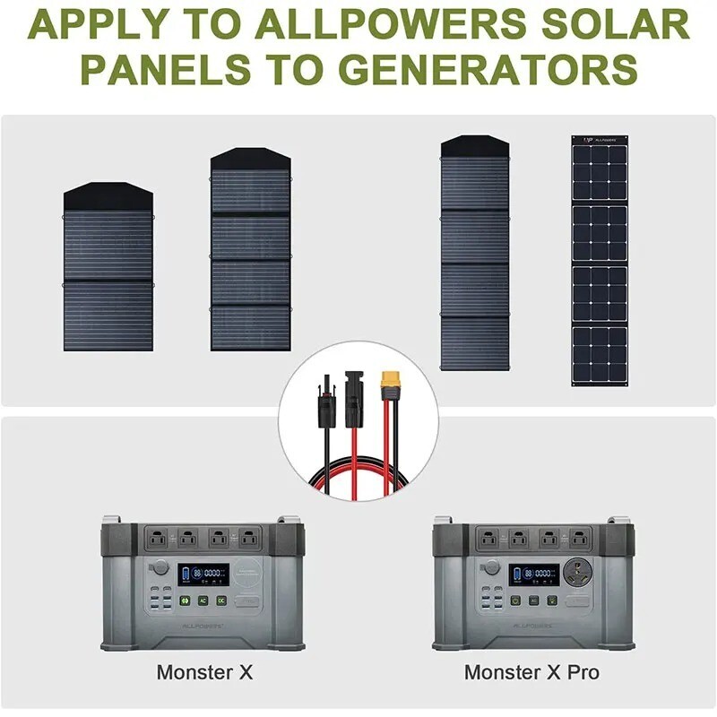 Solar Panel Connector to XT60 Solar Charging Cable for ALLPOWERS R600 R1500
