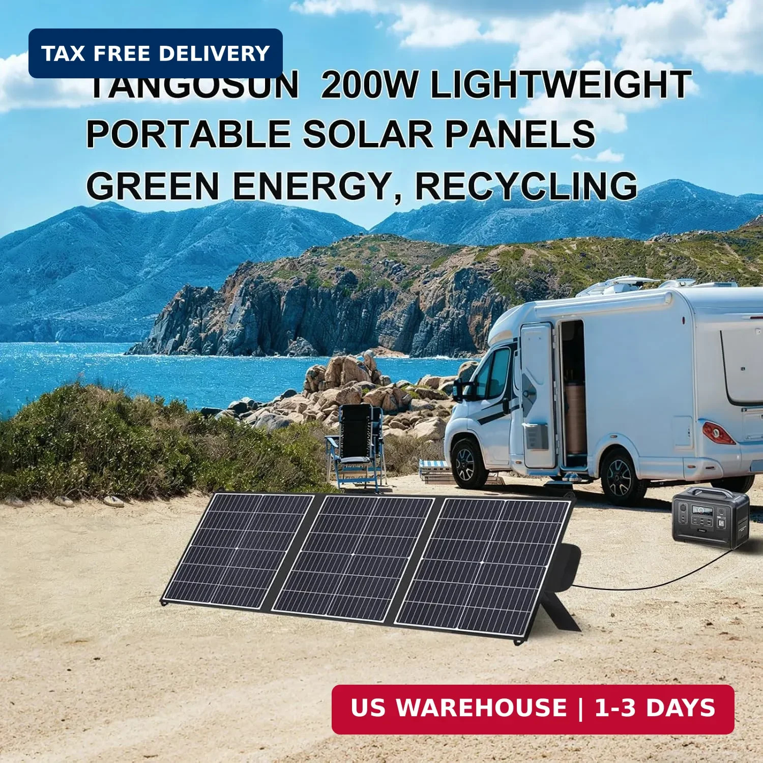 100W Portable Solar Panel, 20V Foldable Solar Charger with USB-A QC3.0 & Type-C