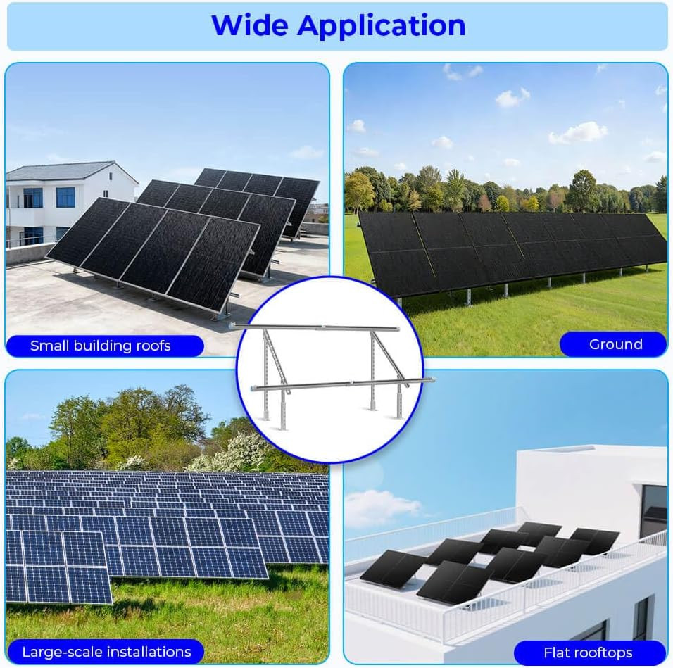 SUNGOLDPOWER Solar Panel Ground Mount Bracket,Adjustable Tilt & Expandable Solar